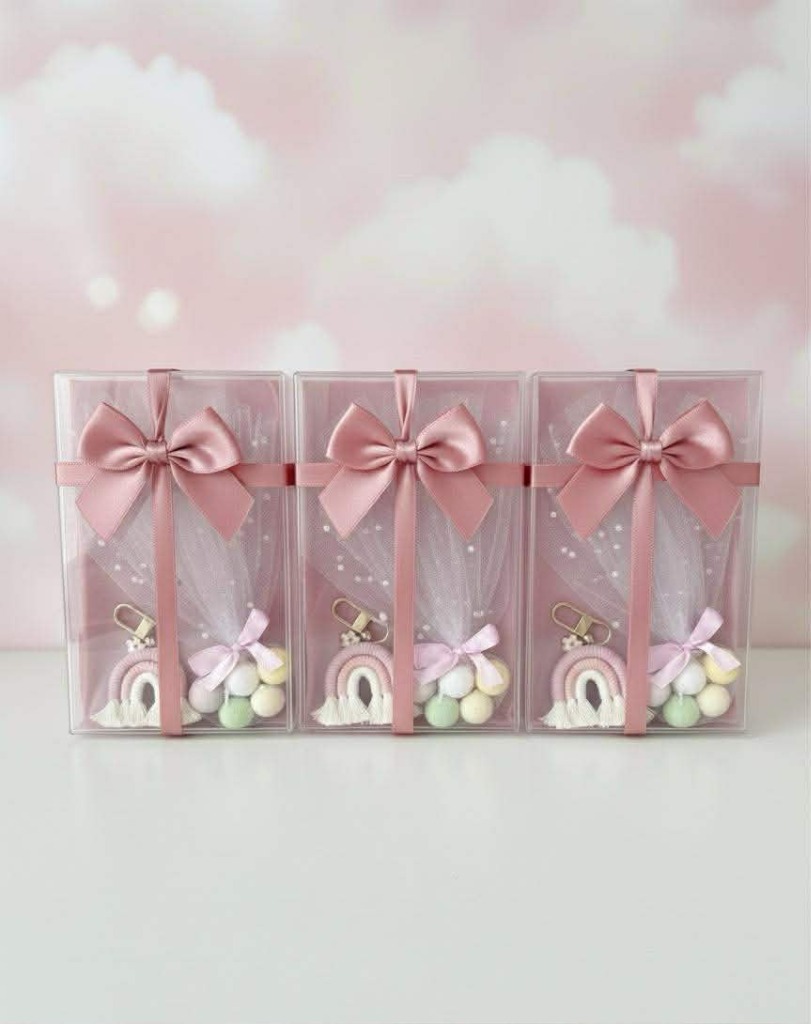 Boho Rainbow Baptism Favor with Satin Bow