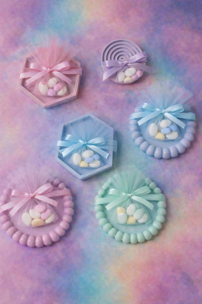 Pastel Geometric Tray Baptism Favors
